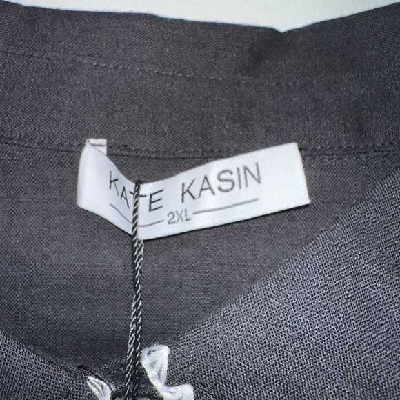 Women's KATE KASIN Blouse Black/White Size 2XL NEW NWT Button Down Plus Size - Picture 6 of 16